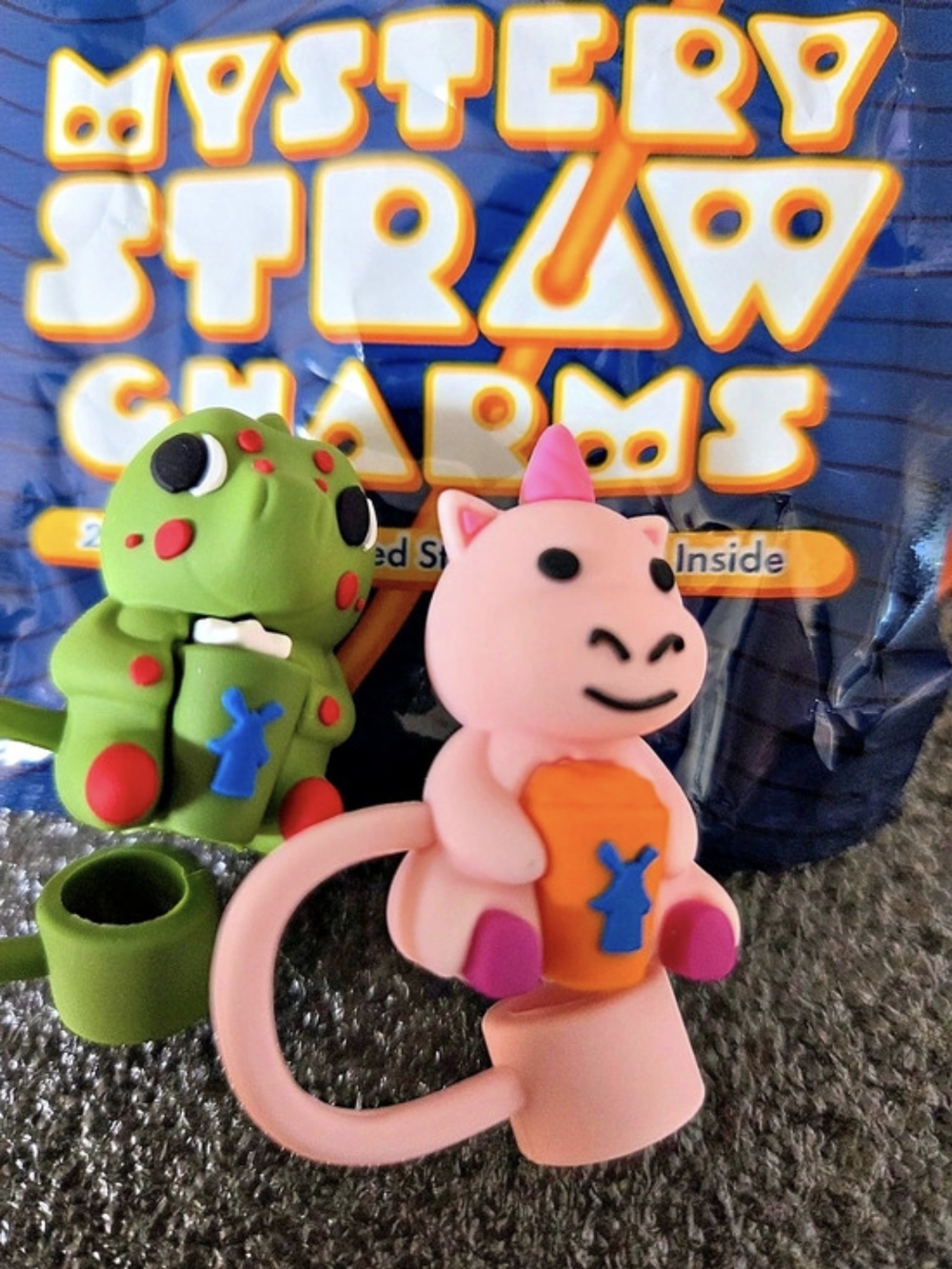 Dutch Bros Mystery Straw Charms Dinosaur and Unicorn